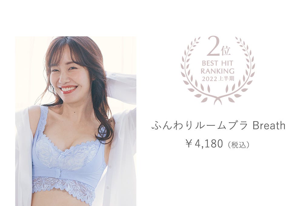 2位 BEST HIT RANKING 2022 上半期 ふんわりルームブラ Breath ￥4,180（税込）