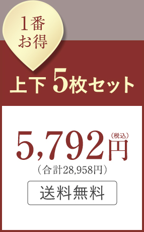 1番お得 上下5枚セット：5,792円（税込）（合計28,958円）送料無料