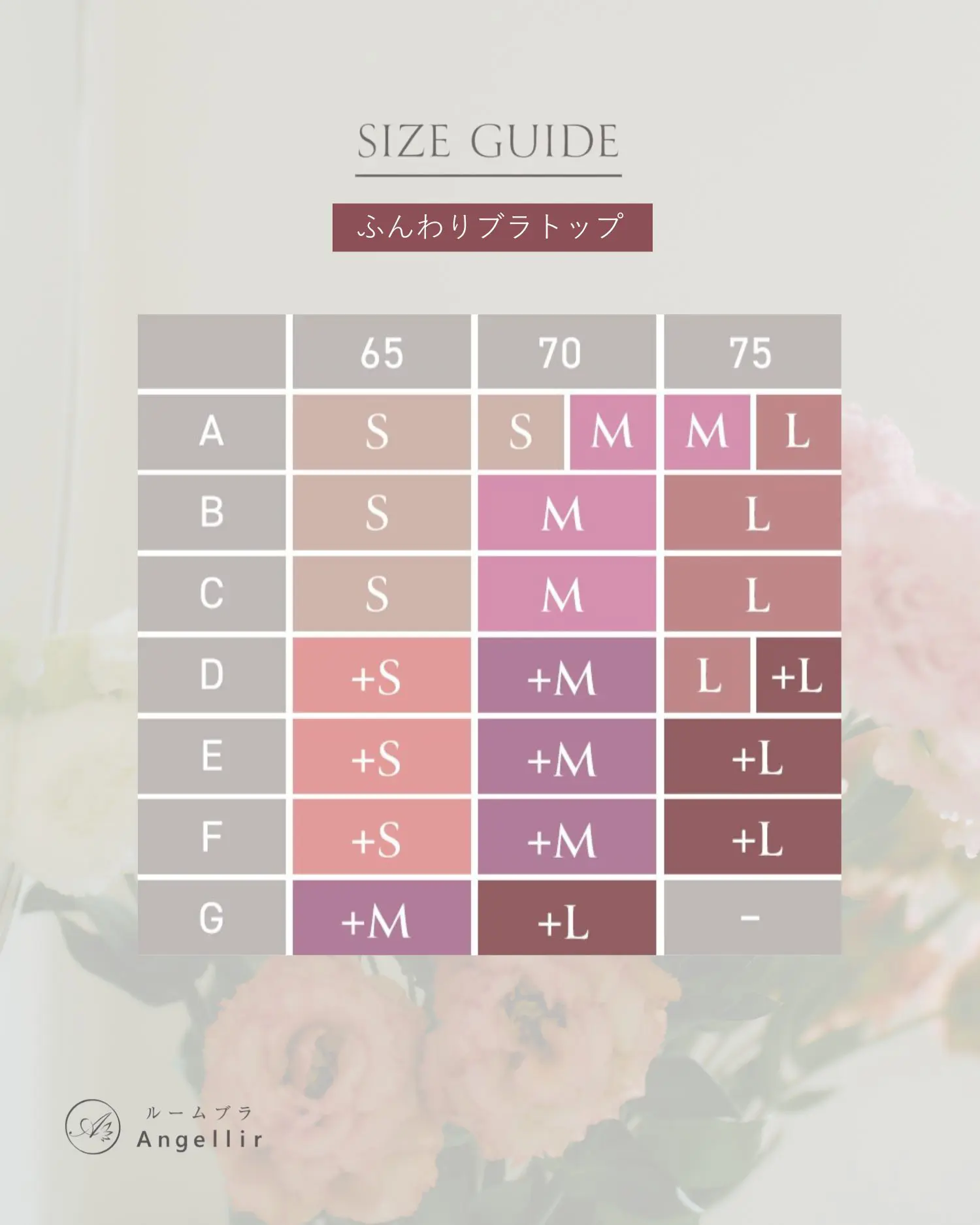 SIZE GUIDE ふんわりブラトップ